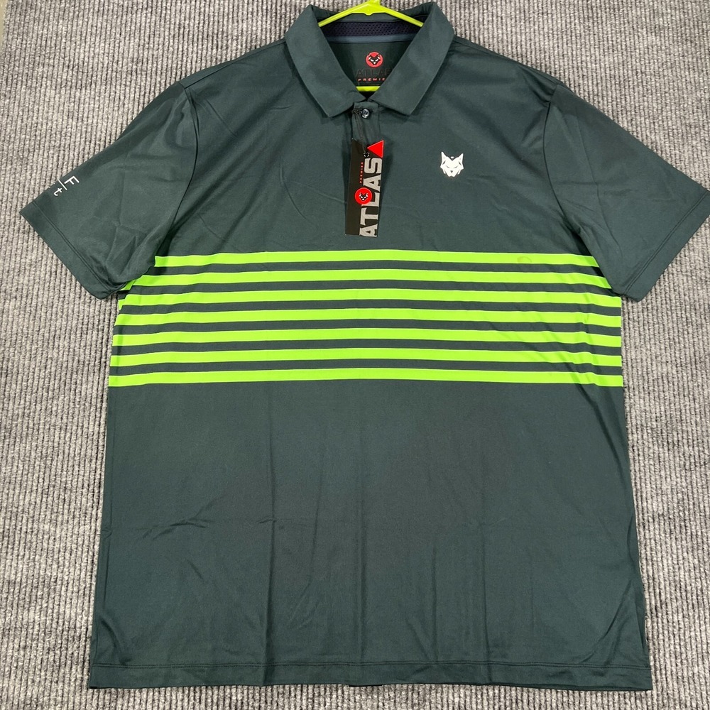 Atlas Premier Polo Shirt Mens Size 2XL XXL Black Short Sleeve Golf New with Tags